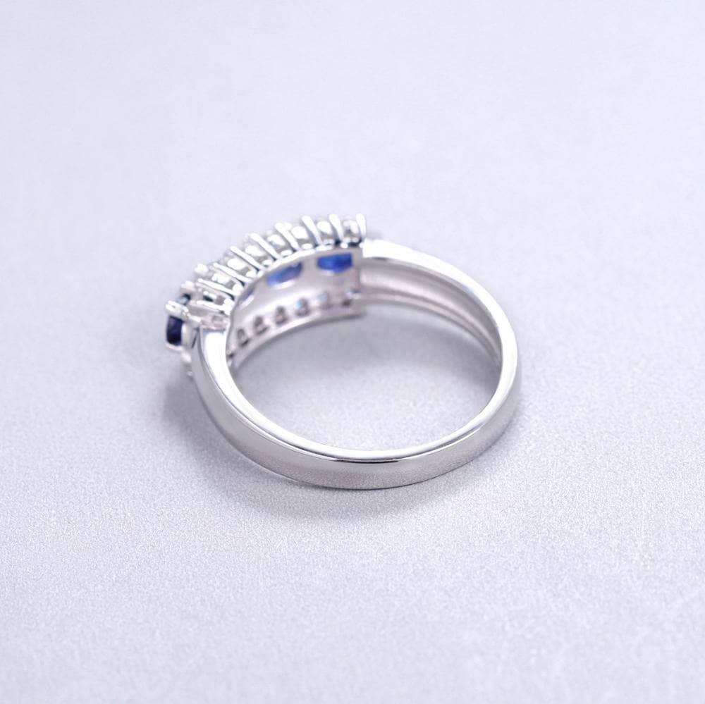 0.92Ct Natural Blue Sapphire Ring Band-Black Diamonds New York