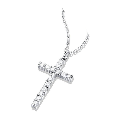 0.9 ct Diamond Christian Religious Cross Pendant Necklace-Black Diamonds New York