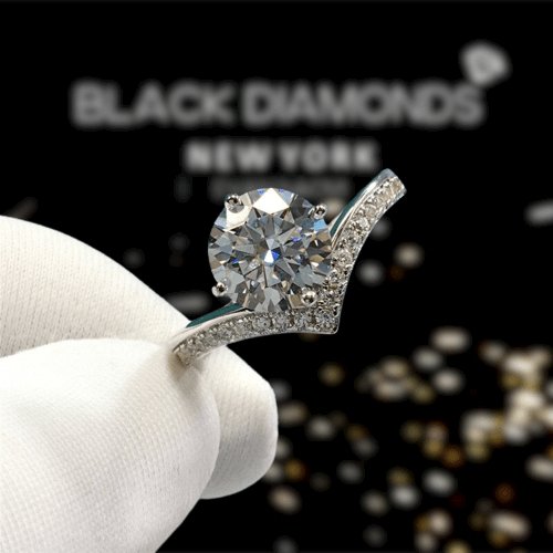 1-2 Carat D Color Moissanite Crown Engagement Ring-Black Diamonds New York