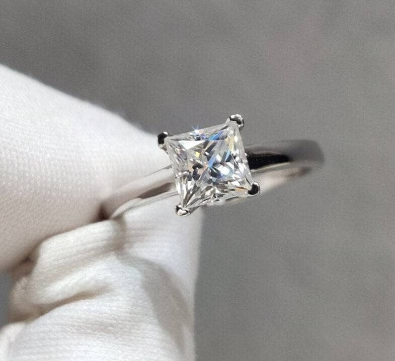 1-2 Carat Princess Cut Moissanite Engagement Ring-Black Diamonds New York