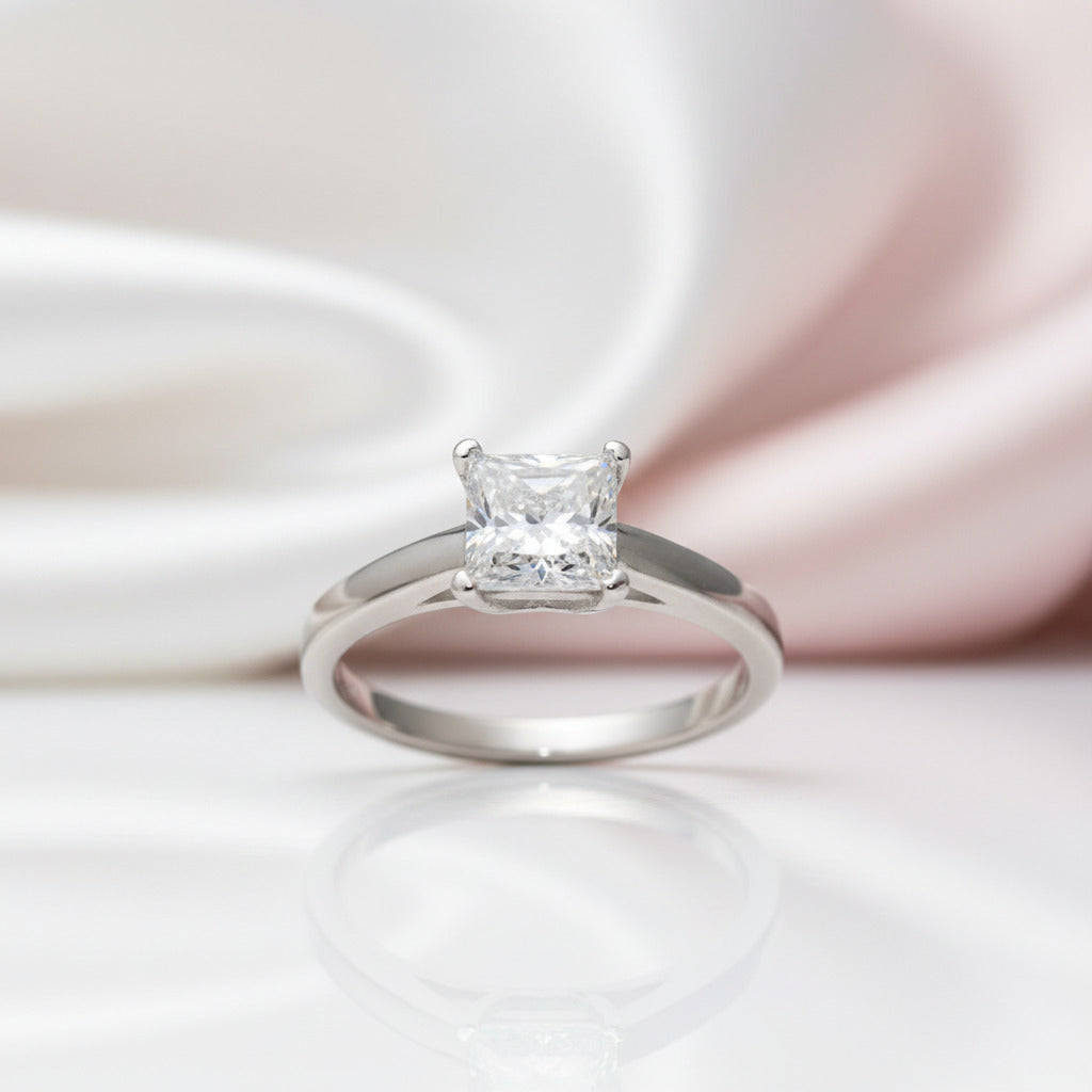 1-2 Carat Princess Cut Diamond Option Engagement Ring-Black Diamonds New York