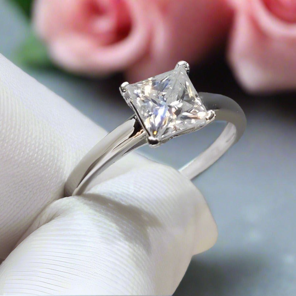 1-2 Carat Princess Cut Diamond Engagement Ring-Black Diamonds New York