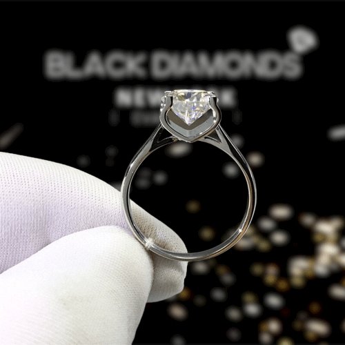 1-2 Carat Round Cut Diamond Cow Head Engagement Ring-Black Diamonds New York