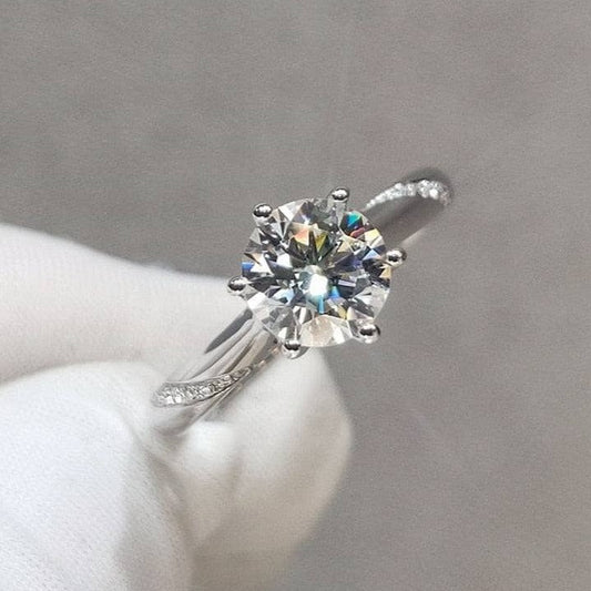 2 Carat Round Round Cut Moissanite Engagement Ring-Black Diamonds New York