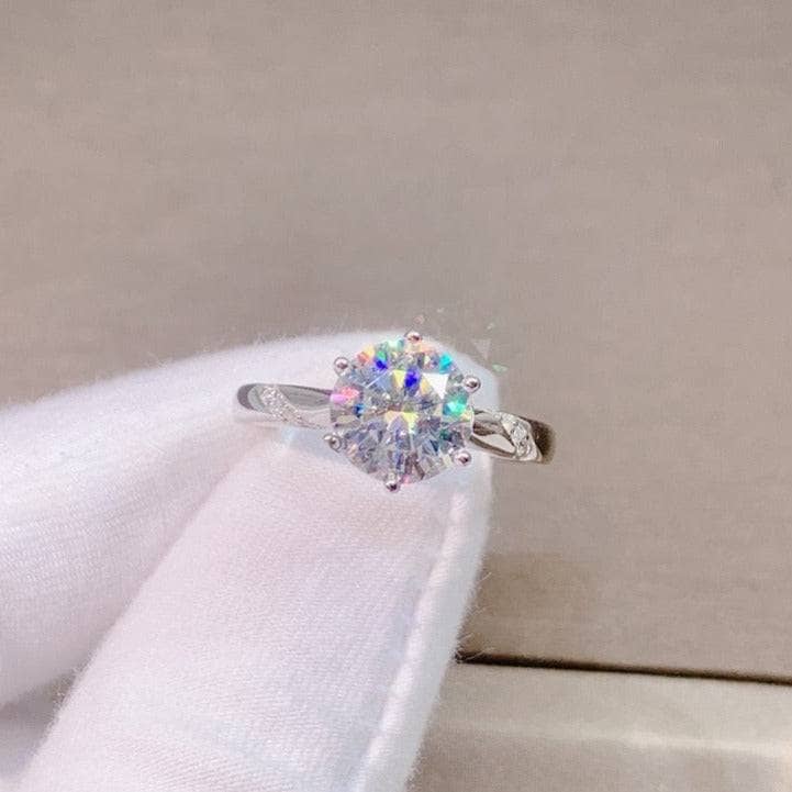 1-3 Carat Round Cut D Color Round Moissanite Engagement Ring - Black Diamonds New York