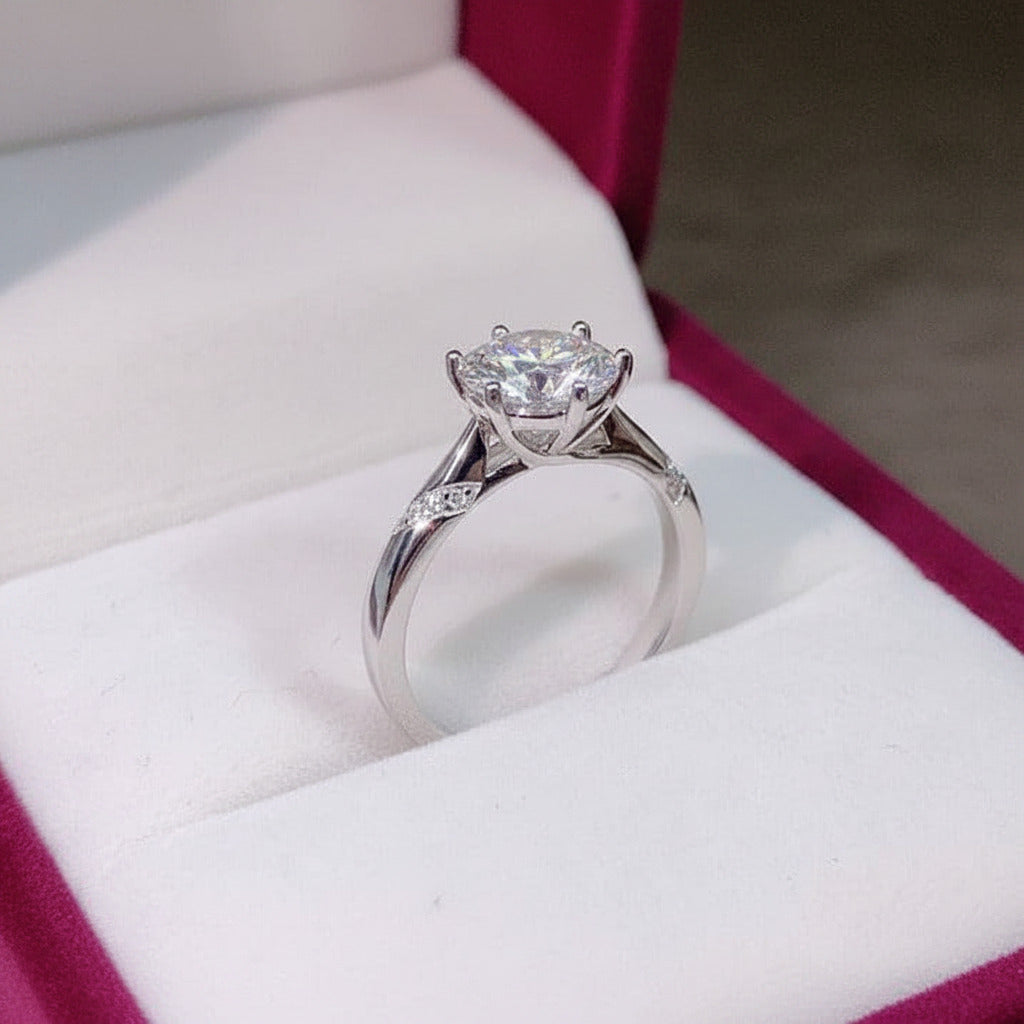 1-3 Carat Round Cut D Color Round Diamond Option Engagement Ring-Black Diamonds New York