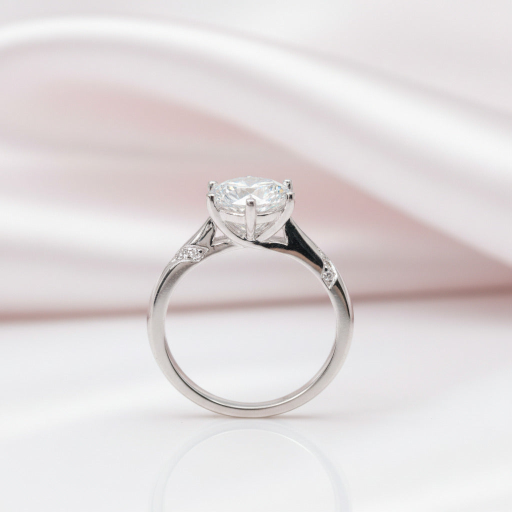 1-3 Carat Round Cut D Color Round Diamond Option Engagement Ring-Black Diamonds New York