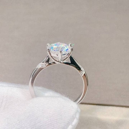 1-3 Carat Round Cut D Color Round Moissanite Engagement Ring-Black Diamonds New York
