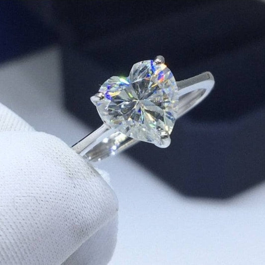 3ct Heart Cut Moissanite Forever Love Engagement Ring-Black Diamonds New York