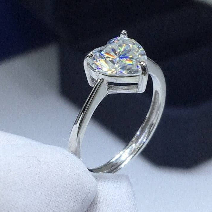 3ct Heart Cut Moissanite Forever Love Engagement Ring-Black Diamonds New York