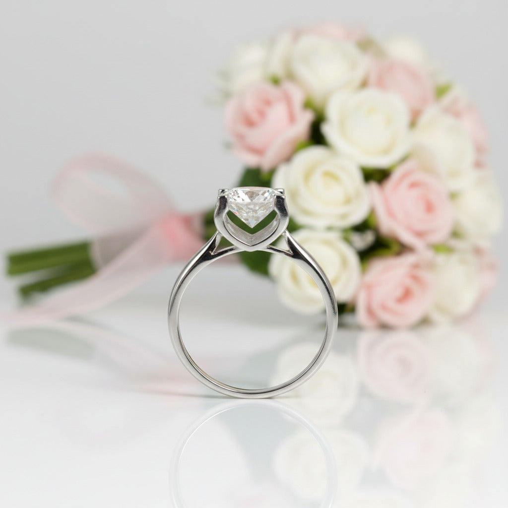 1-3ct Round Cut D Color Diamond Option Cow Head Engagement Ring-Black Diamonds New York