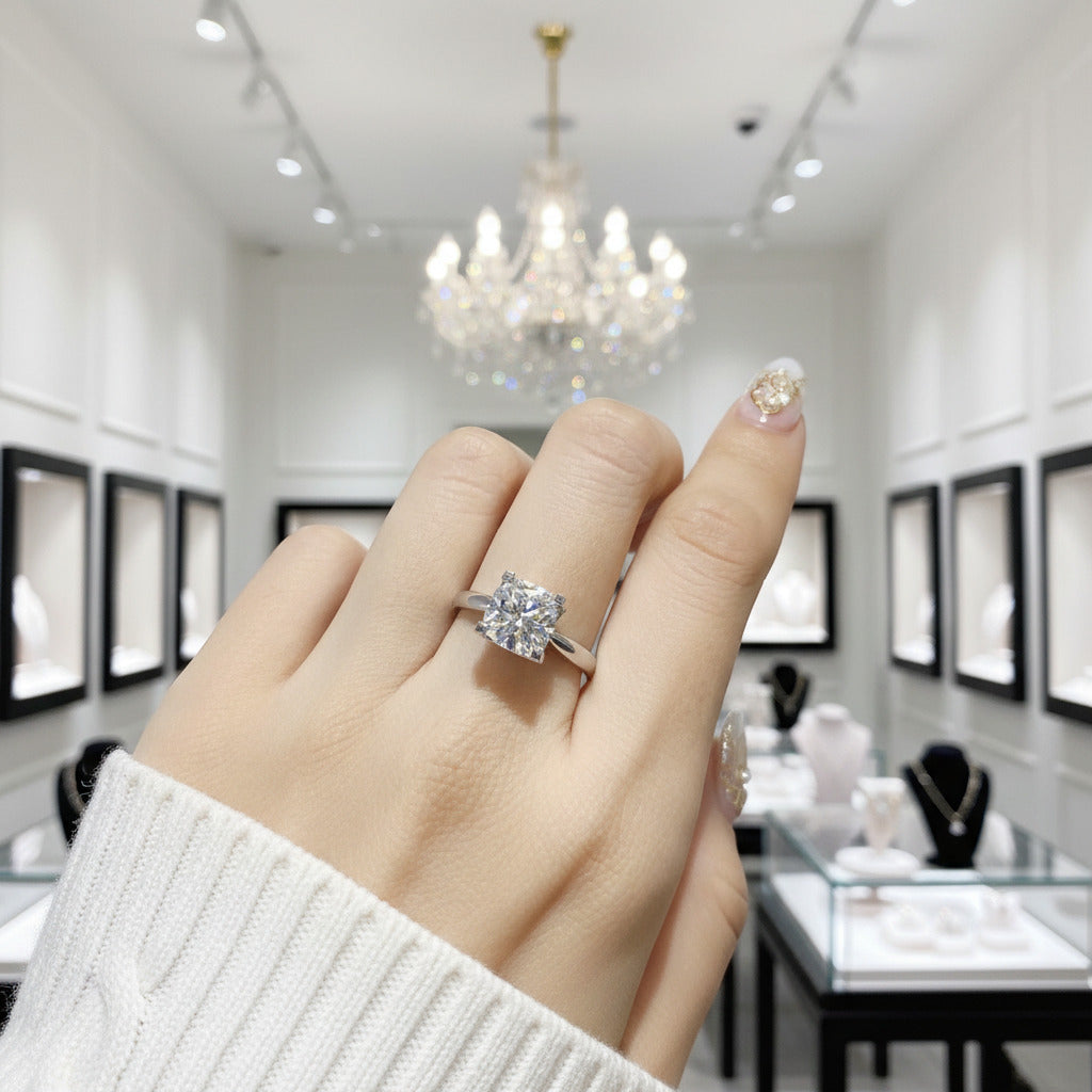 1-3ct Round Cut D Color Diamond Option Cow Head Engagement Ring-Black Diamonds New York