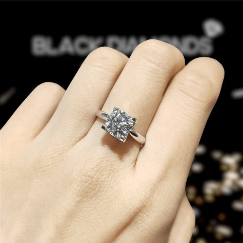 1-3ct Round Cut D Color Moissanite Cow Head Engagement Ring-Black Diamonds New York
