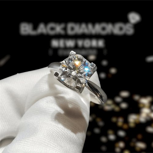 1-3ct Round Cut D Color Diamond Cow Head Engagement Ring-Black Diamonds New York
