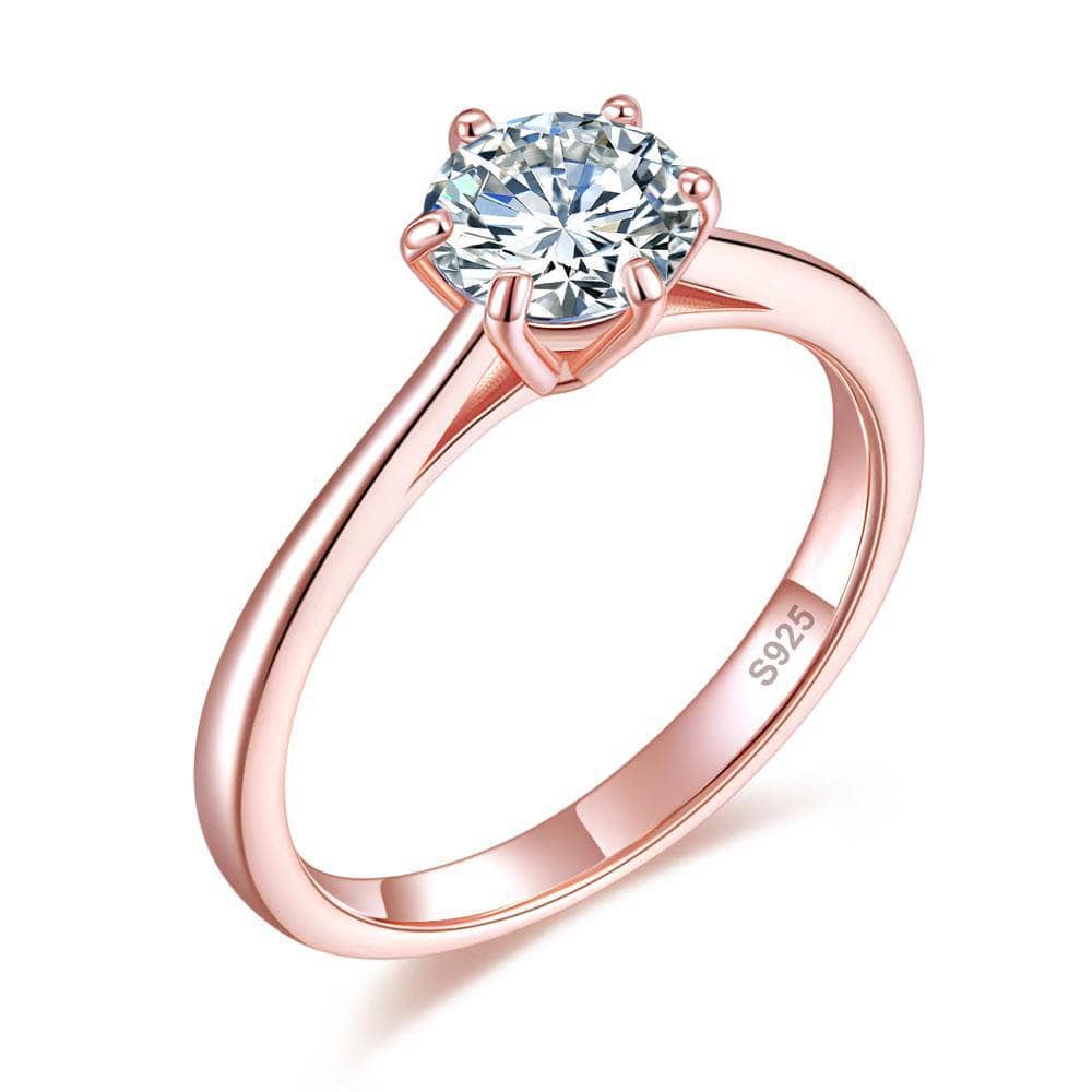 1 Carat Created Diamond 6 Claws Solitaire Engagement Ring - Black Diamonds New York