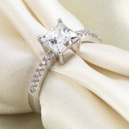 1 Carat Created Princess Diamond Engagement Ring-Black Diamonds New York