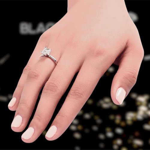 1 Carat Created Princess Diamond Engagement Ring - Black Diamonds New York