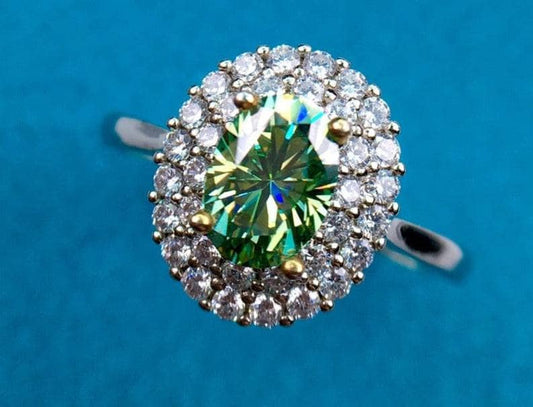 1 Carat D Color Green Oval Cut Diamond Engagement Ring-Black Diamonds New York