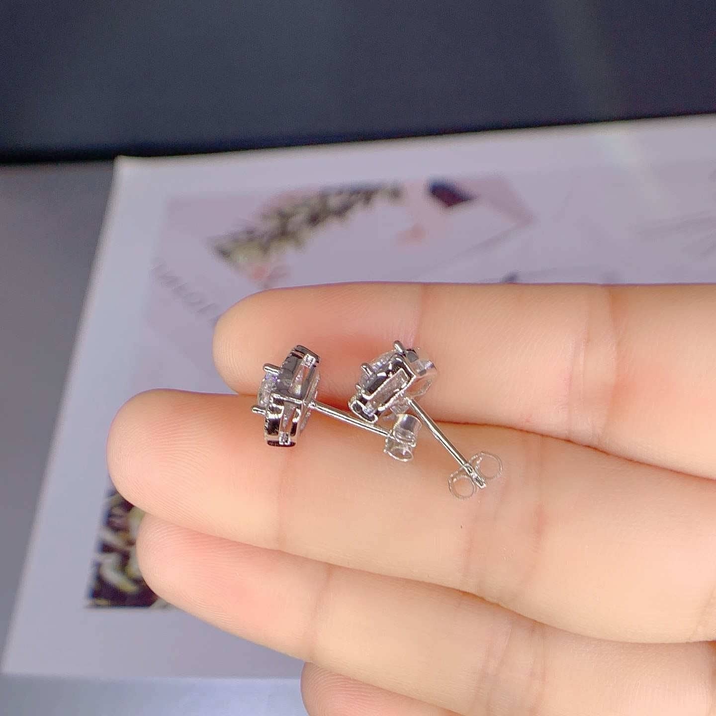 1.0 Ct D Color Diamond Stud Earrings Black Diamonds New York