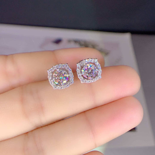 1 Carat D Color Moissanite Stud Earrings-Black Diamonds New York