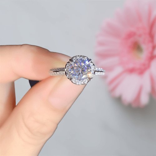 1 Carat D Color Diamond Wish Blossom Engagement Ring-Black Diamonds New York