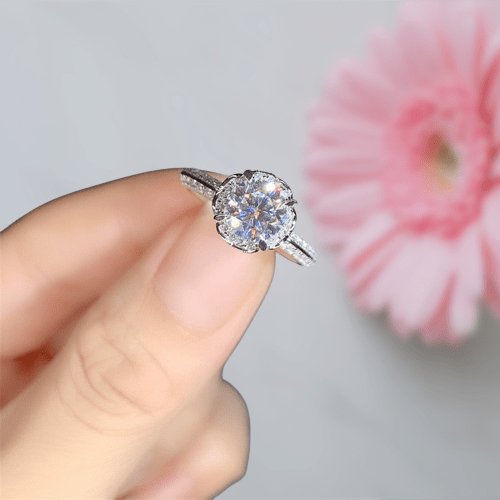 1 Carat D Color Diamond Wish Blossom Engagement Ring-Black Diamonds New York
