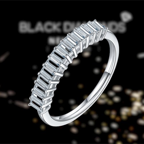 1 Carat Emerald Cut Diamond Wedding Band-Black Diamonds New York