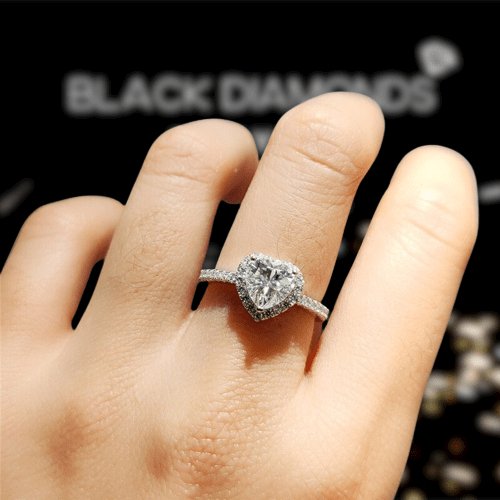 1 Carat Heart Cut D Color Moissanite Engagement Ring - Black Diamonds New York