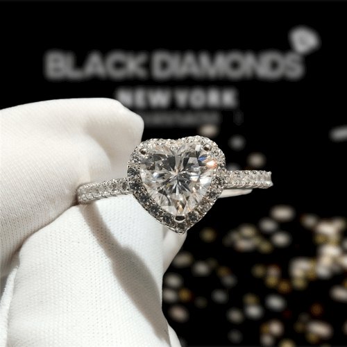 1 Carat Heart Cut D Color Moissanite Engagement Ring-Black Diamonds New York