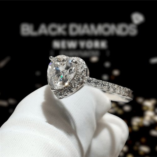 1 Carat Heart Cut D Color Moissanite Engagement Ring-Black Diamonds New York