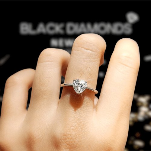1.0 Ct Heart Cut D Color Diamond Love Engagement Ring-Black Diamonds New York