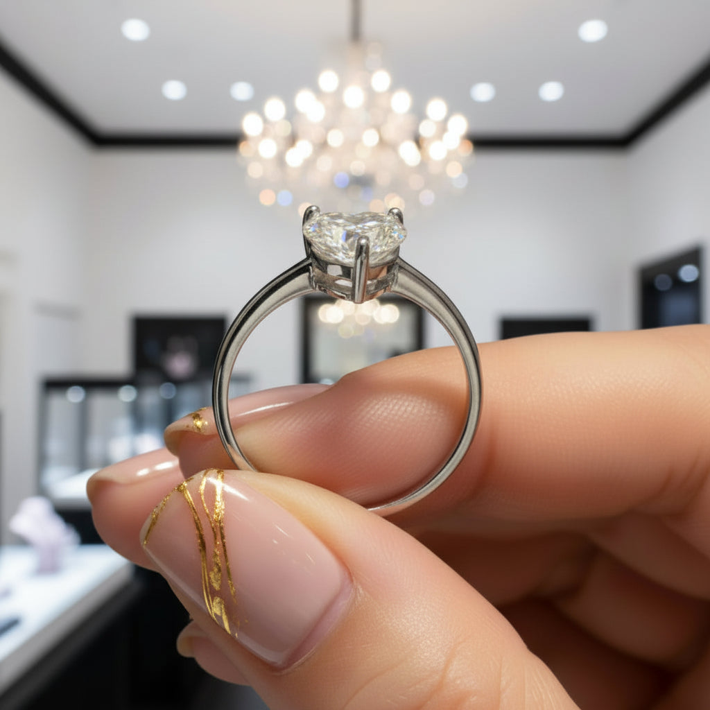 1.0 Ct Heart Cut D Color Diamond Option Love Engagement Ring-Black Diamonds New York