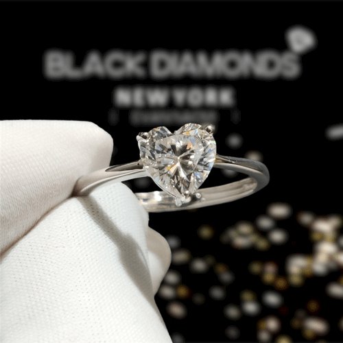 1 Carat Heart Cut D Color Moissanite Love Engagement Ring - Black Diamonds New York