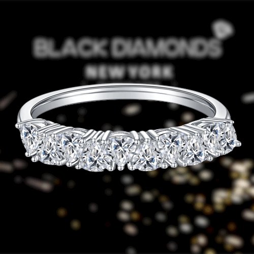 1 Carat Heart Cut Moissanite Wedding Band - Black Diamonds New York