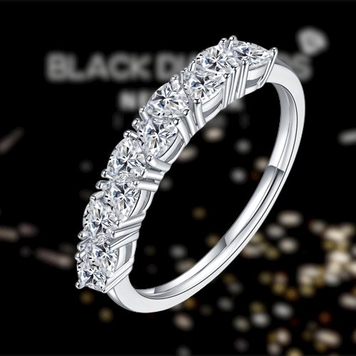 1 Carat Heart Cut Moissanite Wedding Band-Black Diamonds New York