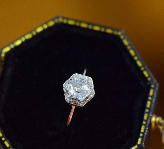 1 Carat Hexagon Cut Diamond Diamond Engagement Ring-Black Diamonds New York