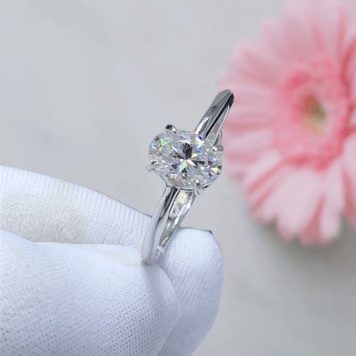 1 carat Oval Cut D Color Moissanite Engagement Ring - Black Diamonds New York