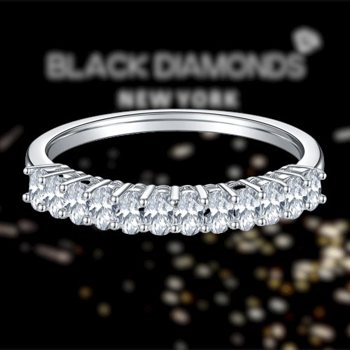 1 Carat Oval Cut Moissanite Wedding Band-Black Diamonds New York