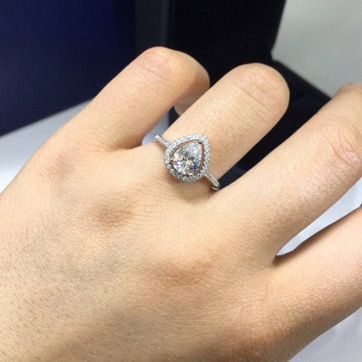 1 Carat Pear Cut Diamond Water Drop Engagement Ring-Black Diamonds New York