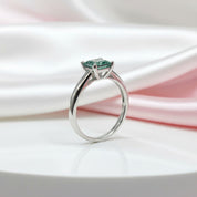 1 Carat Princess Cut Green Diamond Engagement Ring-Black Diamonds New York