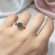 1 Carat Princess Cut Green Diamond Engagement Ring-Black Diamonds New York