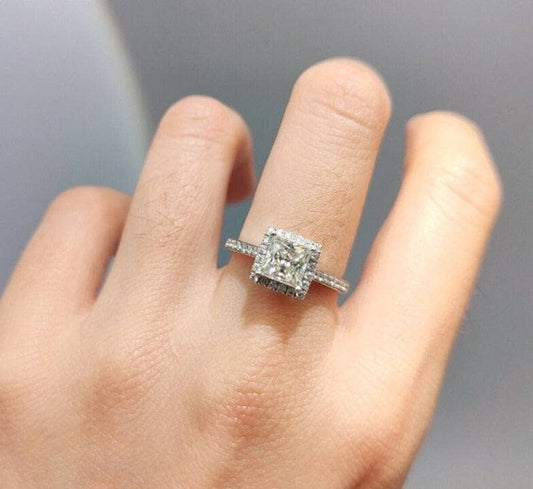 1 Carat Princess Cut Moissanite 4 Claw Engagement Ring - Black Diamonds New York