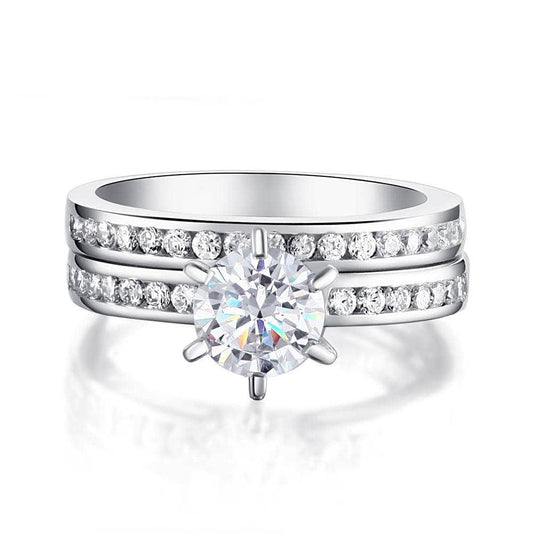 1 Carat Round Cut Created Diamond 2-Pc Wedding Engagement Ring Set-Black Diamonds New York