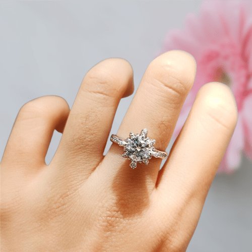 1 Carat Round Cut D Color Diamond Trevi Fountain Engagement Ring-Black Diamonds New York