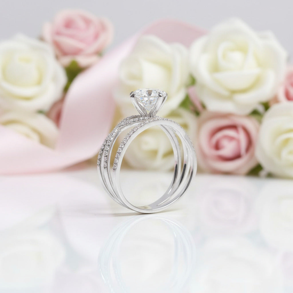 1 Carat Round Cut Diamond Option Eternal Love Engagement Ring-Black Diamonds New York