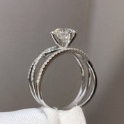 1 Carat Round Cut Diamond Eternal Love Engagement Ring-Black Diamonds New York