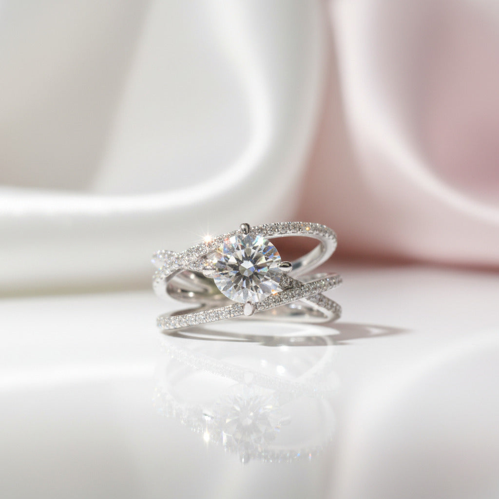 1 Carat Round Cut Diamond Option Eternal Love Engagement Ring-Black Diamonds New York