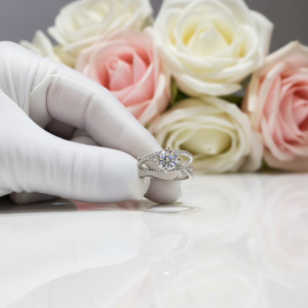 1 Carat Round Cut Diamond Eternal Love Engagement Ring-Black Diamonds New York