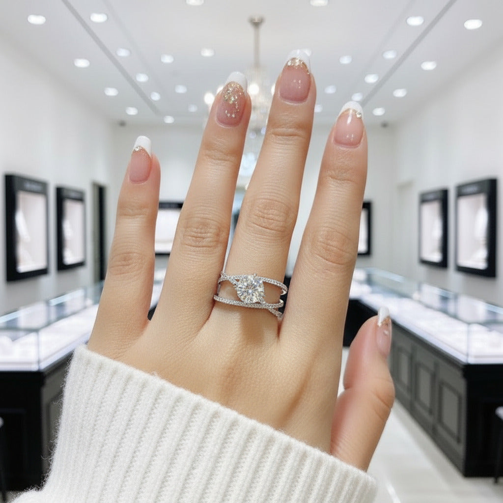 1 Carat Round Cut Diamond Option Eternal Love Engagement Ring-Black Diamonds New York