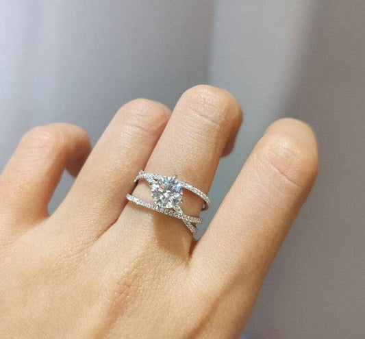 1 Carat Round Cut Diamond Eternal Love Engagement Ring-Black Diamonds New York